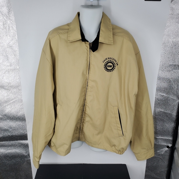 ​Vintage King Louie UAW Union Jacket 2XL Tan Bomber Coat Made in USA - Picture 1 of 5